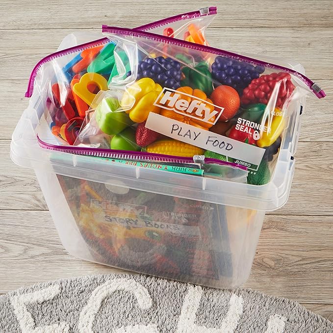 Hefty Slider Jumbo Storage Bags, 2.5 Gallon Size, 12 Count (Pack of 2)