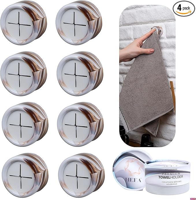 HEFA Towel Hooks, Dish & Hand Towel Holder, Kitchen Organization 8 Pack Eco