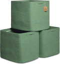 NaturalCozy 13x15x13 Kallax Storage Cubes Bins, 3 Pack | Cotton Rope Cube Storage Bin Woven Baskets for Organizing | Kallax Insert Storage Baskets for Shelves Organizer, Kids Toy, Closet Baby Nursery