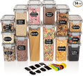 ClearSpace Airtight Food Storage Containers with Lids –14 Pack Kitchen Organization Set, Pantry Organization and Storage, Plastic Canisters with Lids - Cereal Containers Storage, Flour, Sugar (Black)