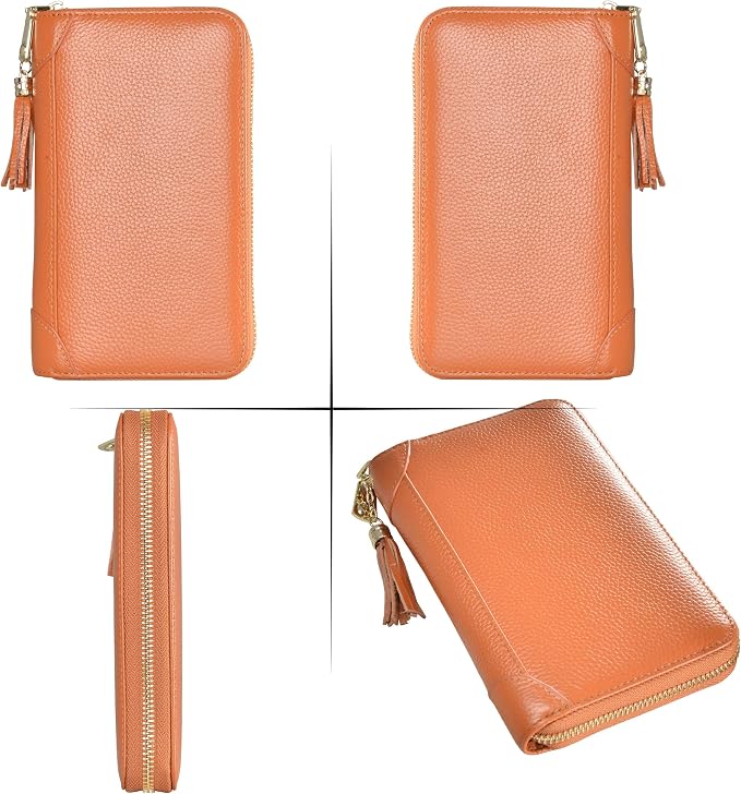 Easyoulife Credit Card Holder Wallet Womens Zipper Leather Case Purse RFID Blocking