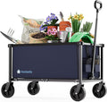 29.3" Collapsible Wagon Cart, 150L Heavy Duty Folding Utility Wagon with Wheels, 260 lbs Load, Portable Rolling Cart for Garden, Shopping, Sports, Camping, DarkBlue