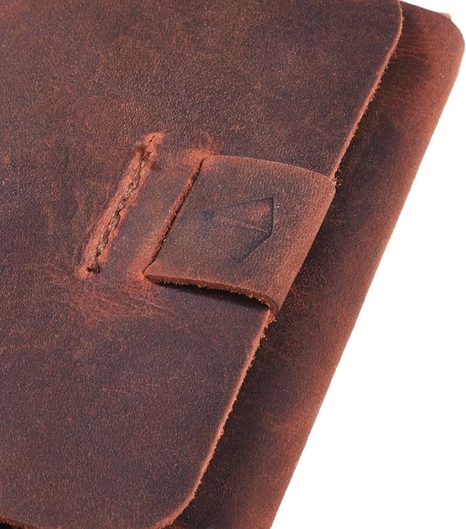 Top Grain Genuine Leather Business Name Card Holder Case with Magnetic Closure (Reddish Brown)