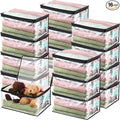 Windyun 16 Pack Clear Storage Bags with Zipper and Handle for Clothes Heavy Duty Plastic Blanket Clothes Moving Bags Cloth Bins for Blanket Comforter Clothing Toys