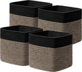 joybest 13inch Cube Storage Bins, Cotton Rope Woven Organizer Basket | Set of 4 Cube Bin Square Shelves Organizer Closet Storage, Nursery, Toy Organization, Black&Dark Brown