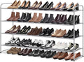 MISSLO 4 Tier Long Shoe Organizer for Closet Shoe Rack for Bedroom Closet Floor Shoe Shelf for Entryway Storage Stackable Wide Shoe Shelf Stores 30 Pairs of Men Sneakers, Grey