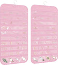 Hanging Jewelry Organizer 80-Pocket Double-Sided Storage, 1-Pack, Pink | Foldable clear PVC 80-pocket storage; swivel hook fits walls, doors & rods to organize earrings, necklaces, bracelets & rings