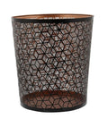 Deco 79 Metal Round Small Waste Bin with Laser Carved Design, 9" x 9" x 10", Black