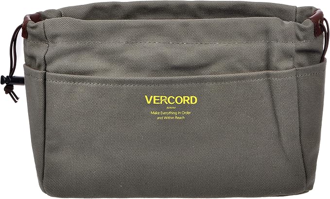 Vercord Canvas Handbag Organizers, Sturdy Purse Insert Organizer Bag in Bag, 10 Pockets Color Army Green Large