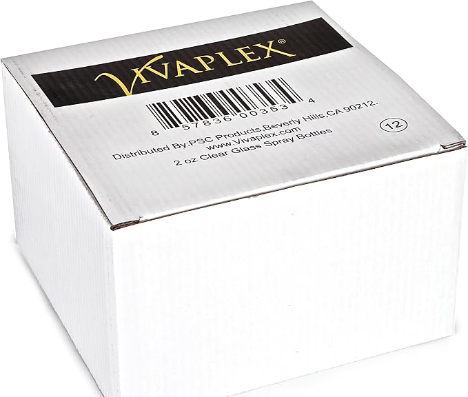 Vivaplex, 12, Clear, 2 oz Glass Bottles, with Black Fine Mist Sprayers