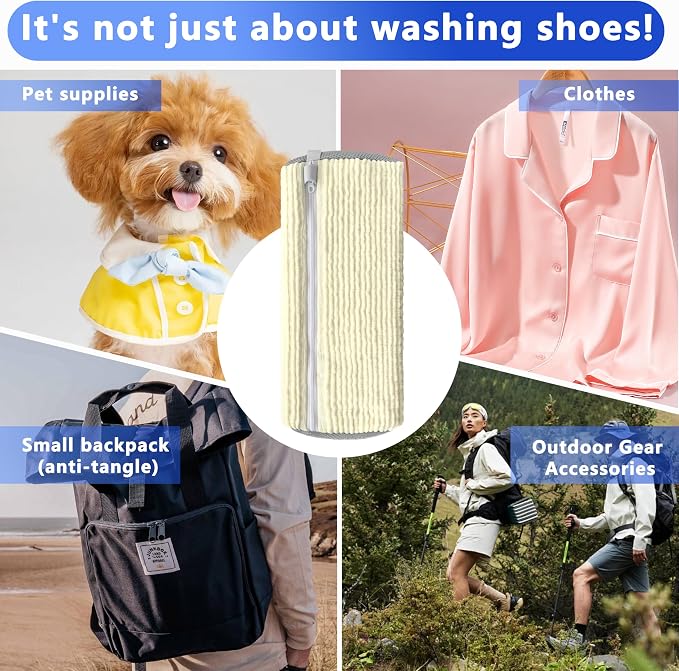 2Pcs Reusable Shoe Washing Machine Bag for Washer and Dryer:Free Up Hands, Prevent Deformation,shoe bag with Zipper Protection Design, Use for all Shoes,Sports Shoes