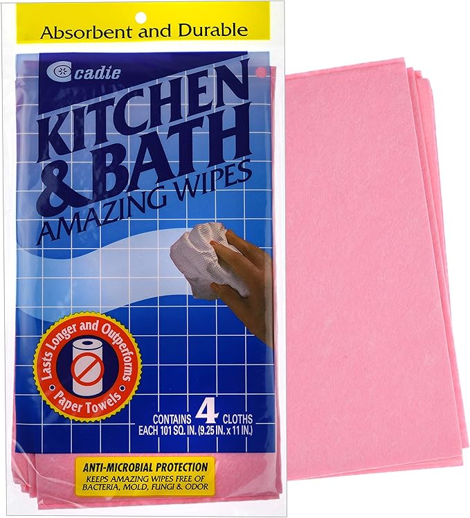 Kitchen and Bath Amazing Wipes - Absorbent and Reusable Cloth for Washing,Drying,Wiping in the Bathroom or Cuisine Surfaces | Cleaning Sink, Tiles,Bathtub,Walls, Mirror or Floors | By Cadie (1 Pack)