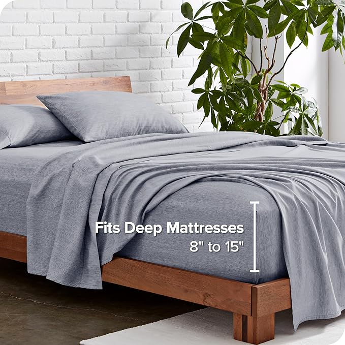 Bare Home King Sheet Set - Luxury 1800 Ultra-Soft Microfiber Double Brushed - Deep Pockets - Easy Fit - 4 Piece Set - Bedding Sheets & Pillowcases (King, Heathered Blueberry)