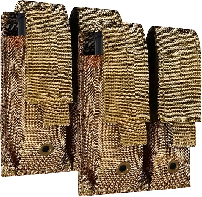 ELVO Pistol Magazine Holster, Double 9mm Mag Pouch | Open-Top Dual Magazine Holder, Tactical Belt, Molle Compatible