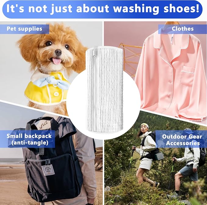 2Pcs Reusable Shoe Washing Machine Bag for Washer and Dryer:Free Up Hands, Prevent Deformation,shoe bag with Zipper Protection Design, Use for all Shoes,Sports Shoes