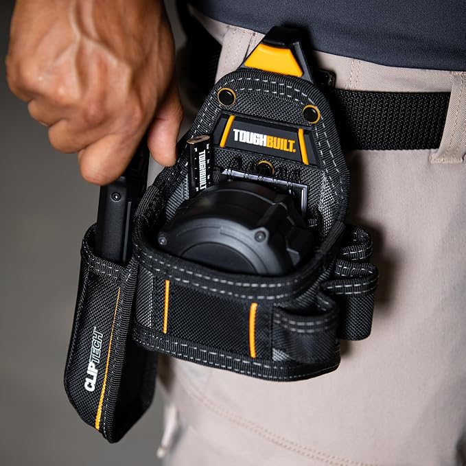 ToughBuilt ClipTech Series - Utility Pouch, Heavy-Duty Tool Pouch with Multiple Pockets, Secure Attachment & Storage for Jobsite Use