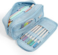 SUNEE Pencil Case, Large Capacity Pencil Pouch, Aesthetic Big Pen Bag 900D Oxford Pen Box for Office Stationery Organizer School Supplies Multifunctional for Teen Boys Girls Women Men, Blue