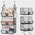 Hanging Closet Organizers and Storage, 5 Tier Closet Shelf Clothes Organizer with 2 S-Hooks, Multi-Functional Iron Wire Baskets, for Clothing, Sweaters, Handbags, Hat, Canned