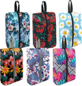 BeeGreen Shoe Bags 6 Pack Flower Design for Travel with Handle as Packing Organizers for Suitcase and Luggage | Portable Nylon Storage Accessories for Vacations, Essential Gifts for Women and Men