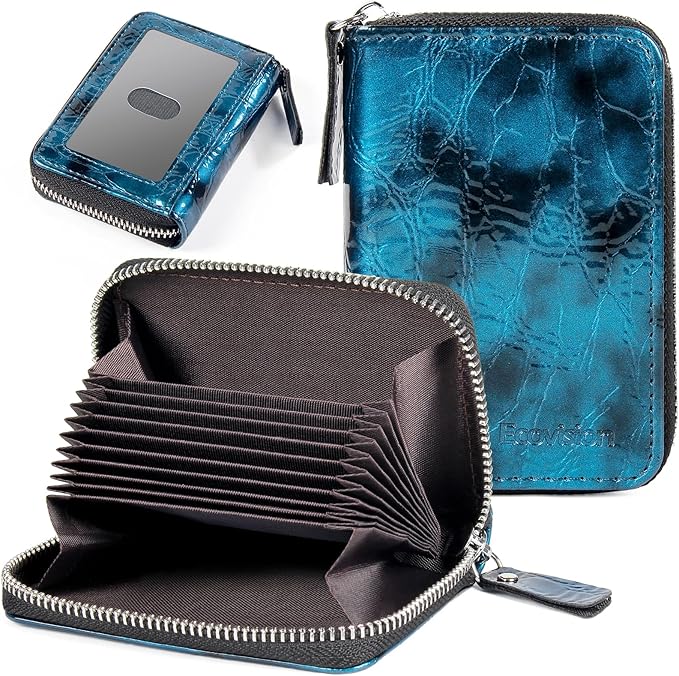 Credit Card Wallet, RFID Card Case Wallet, Zipper Card Cases Holder for Men Women, RFID Blocking, KeyChain Wallet, Compact Size Card Organizer Case for Women