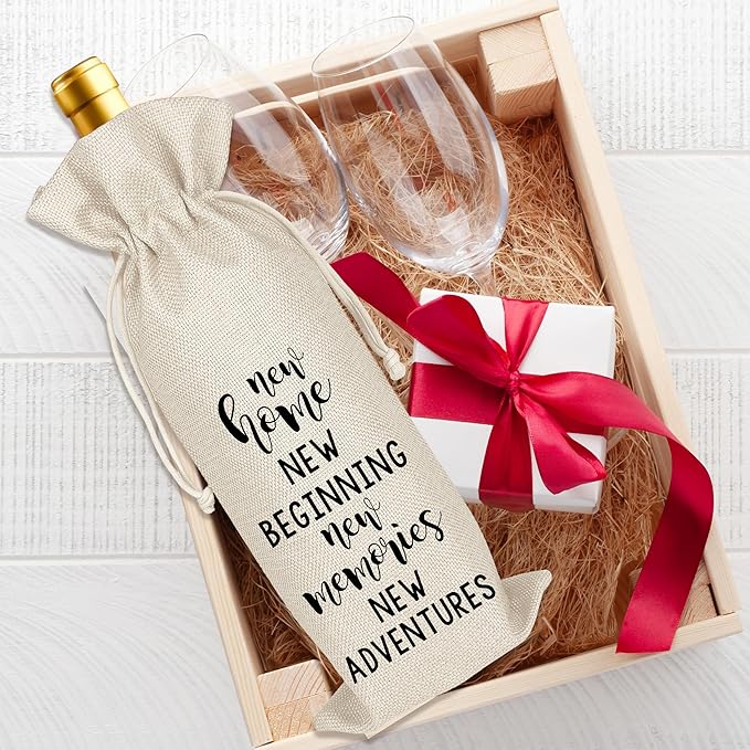 Housewarming Wine Bag - First New Home Gifts, Pairs Well with a New Home, Housewarming Party Decorations House Warming Gift for Women Men Couple Reusable Wine Wrap Bag, Realtor Client Gift (A28)