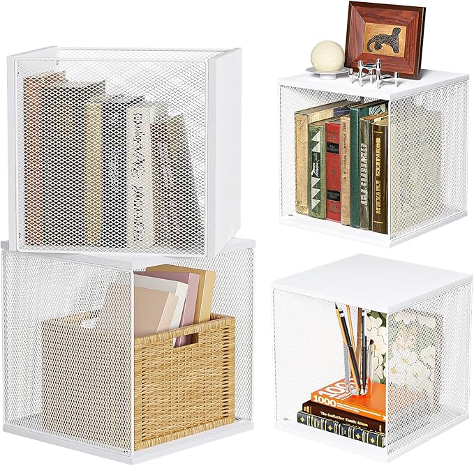 Dmevkic 2 Cube Organizer Bookshelves DIY Variable Stackable Cube Storage Organizer for Kid Bedroom,Living Room,Small Bookshelf White