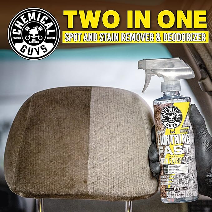 Chemical Guys Carpet & Upholstery Stain & Spot Remover and Ceramic Protectant Bundle with (1) 16 oz Lightning Fast Stain Extractor and (1) 16 oz HydroThread Ceramic Protectant