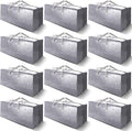 VELVETSURE 12 Pack Heavy Duty Extra Large Moving Bags W/Backpack Straps - Strong Handles & Zippers, Storage Totes For Space Saving, Fold Flat, Alternative to Moving Box and Storage Bin, Silver
