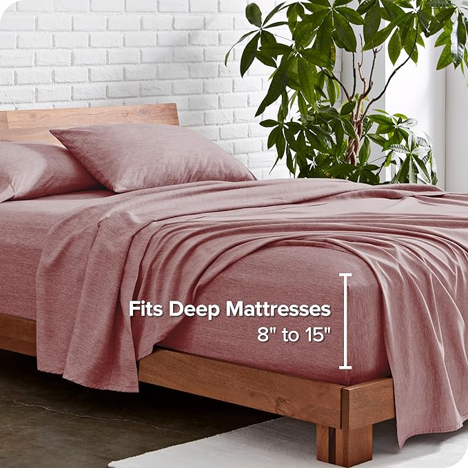 Bare Home Full Sheet Set - Luxury 1800 Ultra-Soft Microfiber Double Brushed - Deep Pockets - Easy Fit - 4 Piece Set - Bedding Sheets & Pillowcases (Full, Heathered Rosewood)