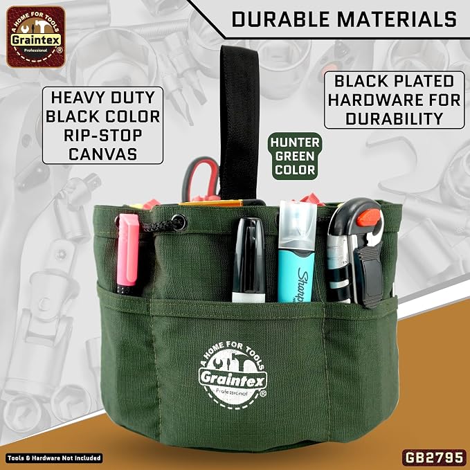 Graintex 18 Pocket Grab Bags Set of 3 Pcs Rip-Stop Canvas, Drawstring Closure, Small Parts Organizer Bag, Small Tools, Screws, Parts, Parachute Tool Bag, Parachute Tool Organizer for Essential Items