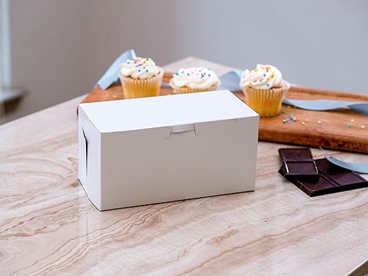 SCT 0921 Premium Clay Coated Kraft Paperboard White Non-Window Lock Corner Bakery Box, 7-in. L x 7-in. W x 4-in. H (Case of 250)