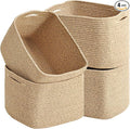 ICERZCZ Woven Cotton Rope Storage Baskets for Organizing & Shelves, Organization Bins for Dog Toys, Clothes, Books, Nursery Organizer, 15"x11"x9", Mixed Brown (4 Packs)