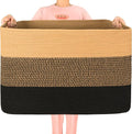 MINTWOOD Design 112L Extra Large Blanket Basket Holder Living Room, 25"x17"x16" Rectangle Rope Woven Storage Basket with Handles for Laundry, Pool Towels, Shoes, Dog Toy Organizer Bin Box, Black Jute