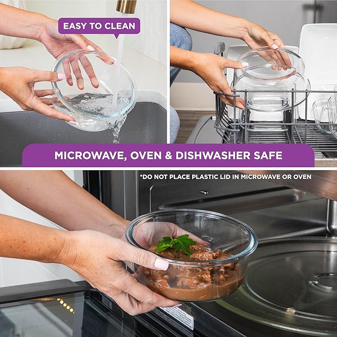 HOLDN’ STORAGE Vacuum Food Storage Containers, Set of 6 Glass Containers & Electronic Pump - Keep Food Fresh Longer, BPA-Free Glass, Leak-Proof, Ideal for Meal Prep, Marinating