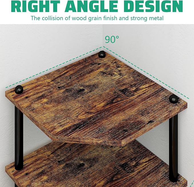 Corner Shelf Stand for Desk - 90° Corner Design to Free Up Desktop | Easy to Assemble 3-Tier Vertical Storage 15 lb Per Shelf 6.7 in Clearance for Books Coffee Mugs Supplies on Office Desks