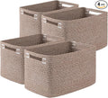 OIASKET 4Packs Natural Cotton Rope Storage Baskets for Organizing Toys, Clothes, Towels & Books, Soft Versatile Organizers for Shelves, Home Decorative Bins, 13''Lx9''Wx7.8''H, Linen Brown