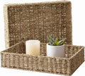 StorageWorks Large Seagrass Tray for Bathroom, Seagrass Storage Baskets for Shelves, Handwoven Natural Wicker Baskets for Organizing, 2-Pack