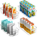 Simple Houseware 4 Pack Clear Fridge Storage Bins Organizer (12"x6.2"x3.4") | for Cabinet / Pantry / Refrigerator / Freezer / Kitchen
