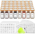SWOMMOLY 48 Pcs Glass Spice Jars with Bamboo Lids, 4 oz Empty Spice Bottles | Square Spice Containers with 806 White Spice Labels, Airtight Cap, Pour/sift Shaker Lid, Chalk Marker and Funnel.