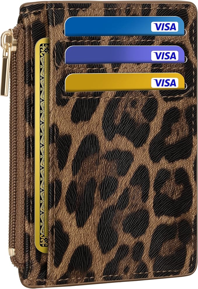 Tipmile Womens Credit Card Holder Wallet, Small Slim RFID Blocking Sleeve | Mini Tiny Cute ID Case, Minimalist Zipper Pocket Wallet, Thin Coin Purse, Mothers Gift