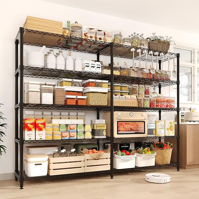 GarveeHome 70" H Storage Shelves 5-Tier L-Shaped Shelving Unit, 1325 LBS Metal Shelves Heavy Duty Shelving Storage Rack Corner Shelf with Adjustable Shelf, for Kitchen Pantry Bedroom