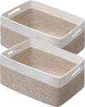 2 Pack Storage Baskets for Organizing, Large Woven Storage Basket, White&Brown