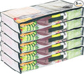 5-Pack Clear Vinyl Zippered Underbed Storage Bags 32 x 16 x 4 Inch with Dark Green Trim, 11 x 14.5 Insert Pocket and Handle