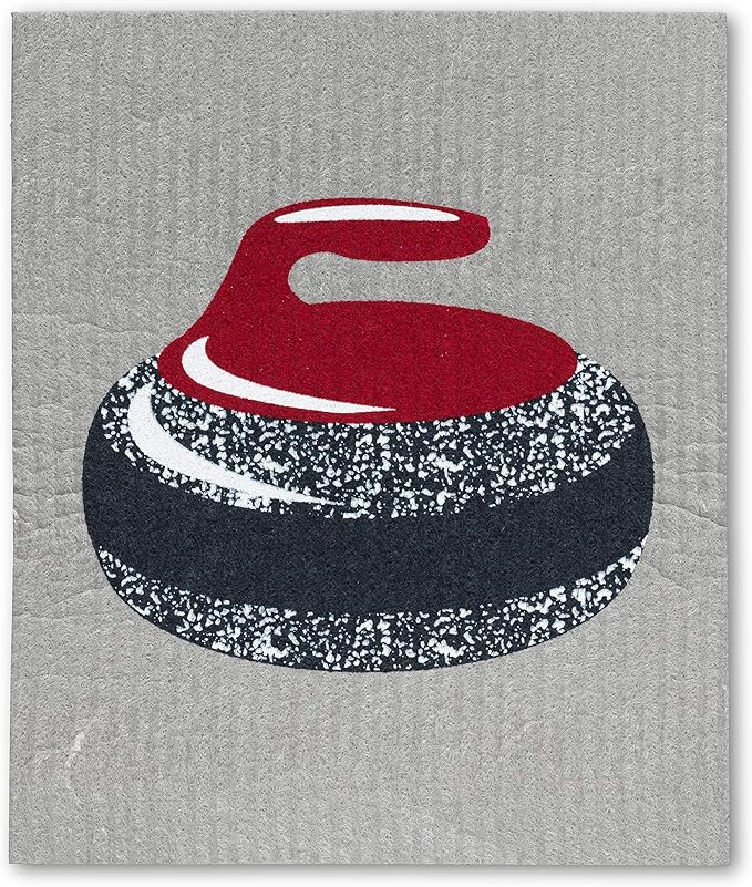 Abbott Collection Curling Rock & Brooms Dishcloths. Set of 2-6.5X8 L