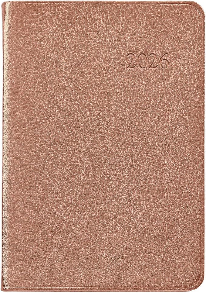 Graphic Image 2026 Daily Journal Goatskin Leather Planner (Rose Gold)