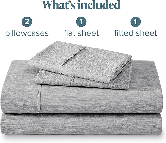 Bare Home King Sheet Set - Luxury 1800 Ultra-Soft Microfiber Double Brushed - Deep Pockets - Easy Fit - 4 Piece Set - Bedding Sheets & Pillowcases (King, Heathered Charcoal)