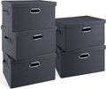Graciadeco Medium 15" 21 Quart Collapsible Stackable Storage Bins with Lids, 5 Packs Dark Gray Foldable Fabric Closet Storage Boxes with Lids, Lidded Heavy-duty Linen Baskets(15x11x8)