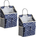 2pcs Wall Hanging Storage Bag, Small Door Closet Linen Fabric Pockets Organizer, Waterproof Multi Functional for Living Room Bedroom Bathroom Kitchen RV Camper with Hooks Pattern Navy