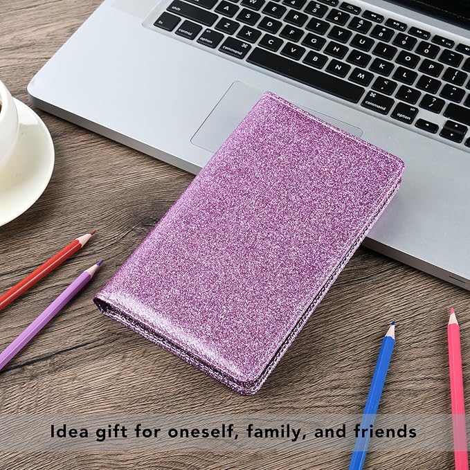 Leather Professional Business Card Holder Organizer Book - 300 Card Capacity Premium PU Folder with Soft Cover, Name Card Credit Cards Binder for Men/Women, Starry Purple
