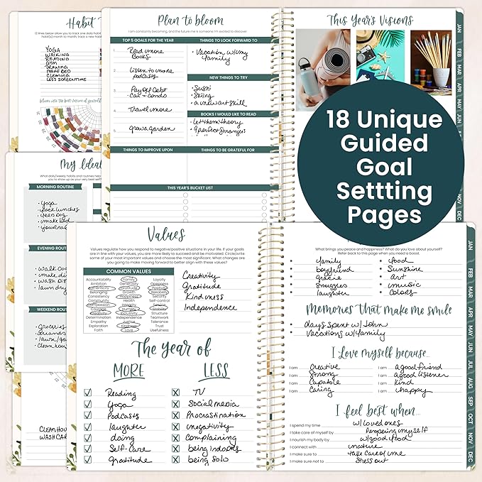 bloom daily planners 2026 Planner (January to December) - 8.5” x 11” Weekly & Monthly Dated Agenda Organizer Book with Stickers & Tabs - Flexible Soft Cover - Beige Bouquet